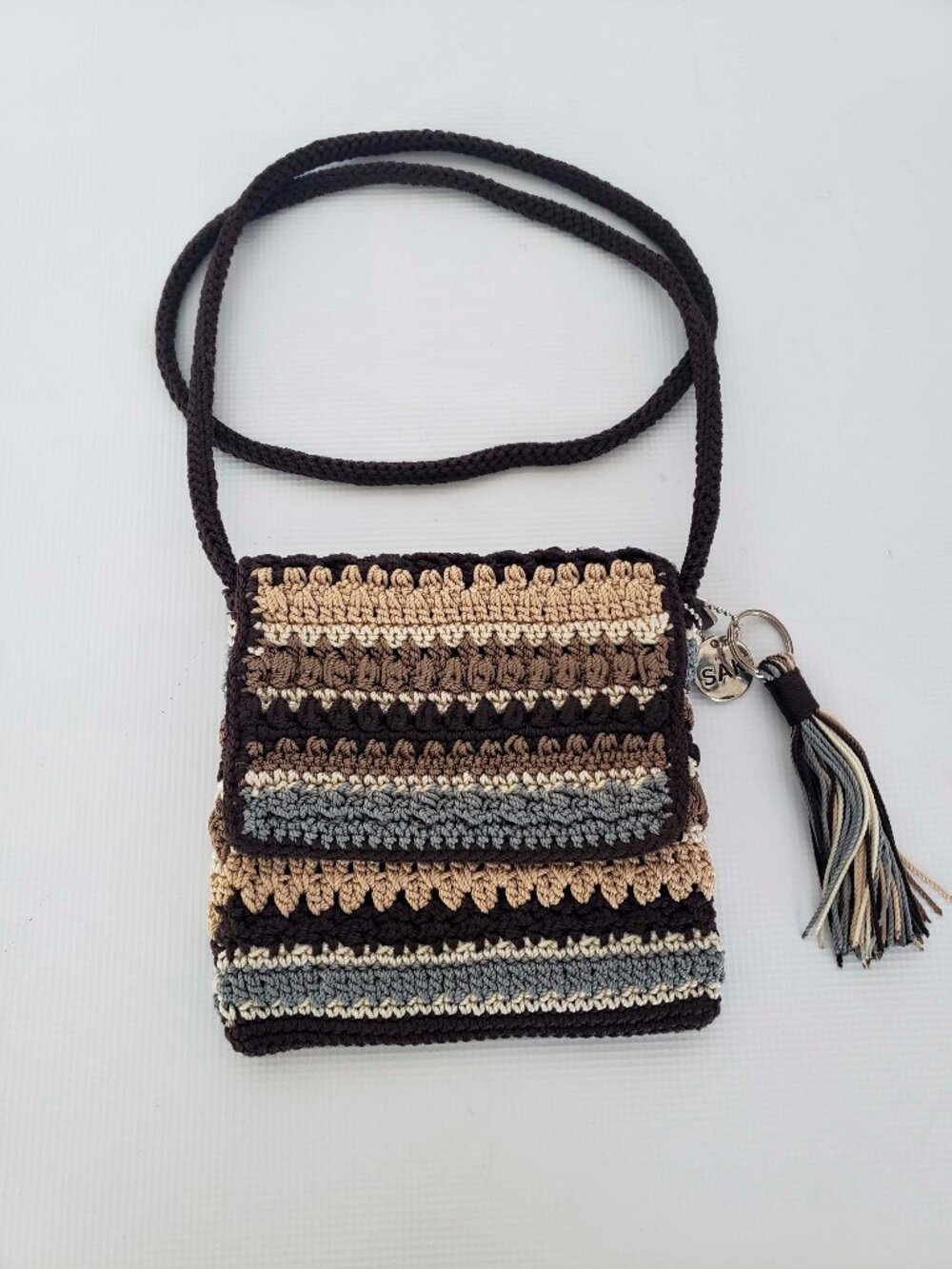 The SAK Brown Tan Gray Woven Shoulder Bag